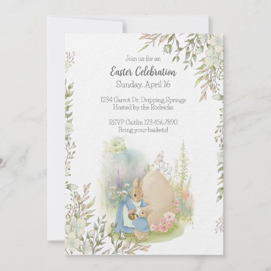 Pâques Peter Rabbit Invitation (Devant)
