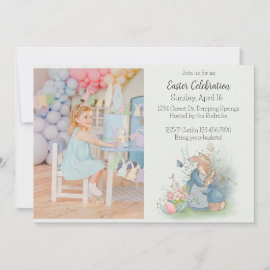 Pâques Peter Rabbit Invitation (Devant)