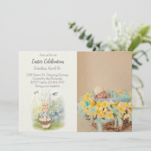 Pâques Peter Rabbit Invitation (Debout devant)