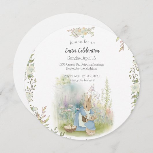 Pâques Peter Rabbit Invitation (Devant / Derrière)