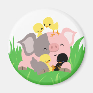Pâques porc et poussins aimant