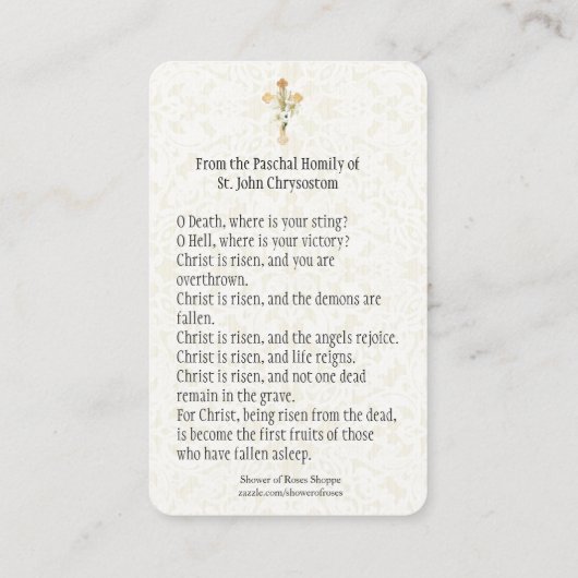 Pâques prière pascal prière Sainte carte (Dos)