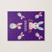 "PÂQUES" PUZZLE BUNNY AVEC OEUFS ET NOM SPECKLED. (Horizontal)
