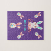 "PÂQUES" PUZZLE BUNNY AVEC OEUFS ET NOM SPECKLED. (Horizontal)