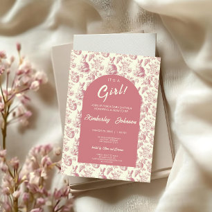 Pâques Toile Floral Girl Baby shower Invitation