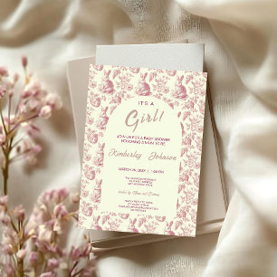 Pâques Toile Floral Girl Baby shower Invitation