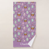 Pâques Violet Personnalisé (Serviette de bain)