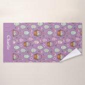 Pâques Violet Personnalisé (Serviette de bain)