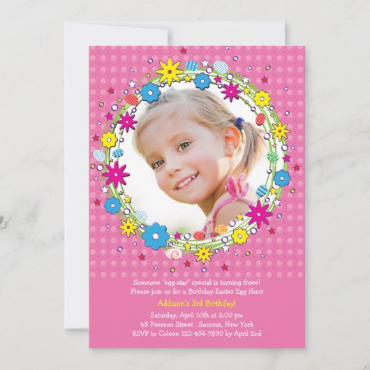 Pâques Wreath Photo Anniversaire Fête Invitation (Devant)