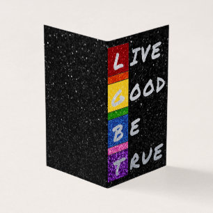 Paquet de 25 cartes LGBT Glitter Live Good Be True
