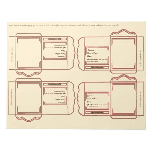 Paquet de graines corail marron Bloc-notes DIY (Devant)