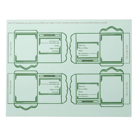 Paquet de graines vert Bloc-notes DIY (Devant)