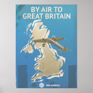 Par Avion Vers La Grande-Bretagne Affiche De Voyag