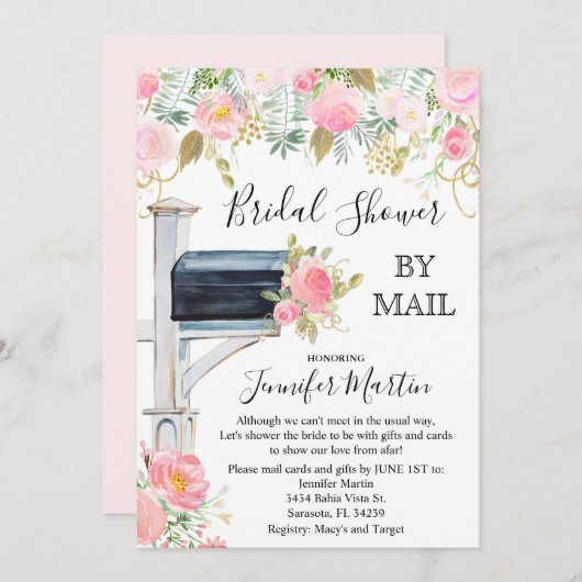 Par Courrier Invitation de la douche nuptiale (Devant / Derrière)