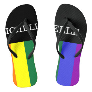 Par de Chinelos Orgulho Gay Rainbow Personalizado Teenslippers