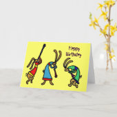 PAR la carte drôle de lapin de danse (Fleur jaune)