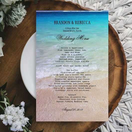 Par le menu Mariage de plage de mer