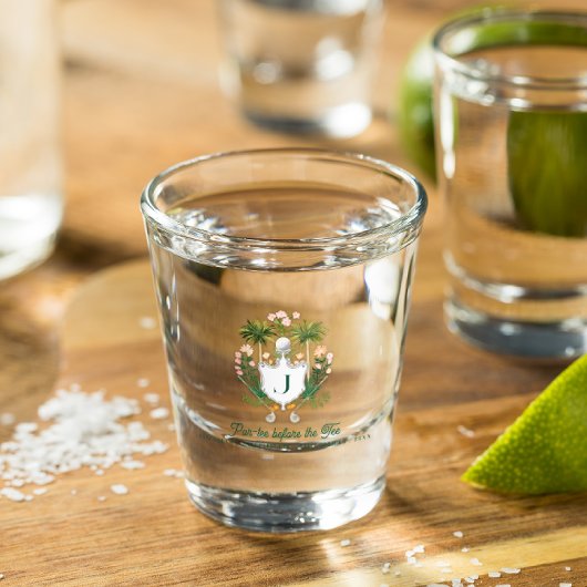 Par-T-shirt bruidsmeisjes monogram | Golf Bachelor Shot Glas