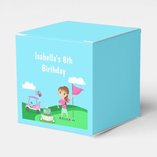 Par-T-shirt Chibi Girl Verjaardag Golffeest Bedankdoosjes (Voorkant Zijde)