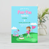 Par-T-shirt Chibi Girl Verjaardag Golffeest Kaart (Staand voorkant)