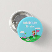 Par-T-shirt Chibi Girl Verjaardag Golffeest Ronde Button 3,2 Cm (Voorkant /achterkant)
