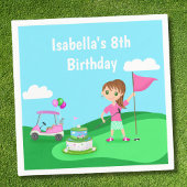 Par-T-shirt Chibi Girl Verjaardag Golffeest Servet