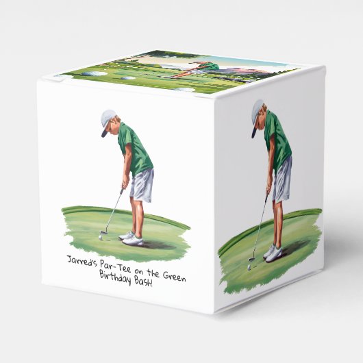 Par-T-shirt op de Green Golf Birthday Bash Bedankdoosjes (Voorkant Zijde)