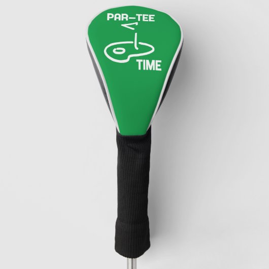 Par-T-shirt Tijd Wit Golfheadcover (Voorkant)