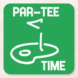 Par-T-shirt Tijd Wit Vierkante Kartonnen Onderzetter