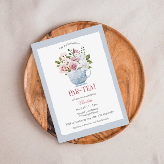 PAR-TEA Baby shower rose Invitation