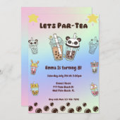 Par-Tea Bubble Tea Boba Invitation Anniversaire (Devant / Derrière)