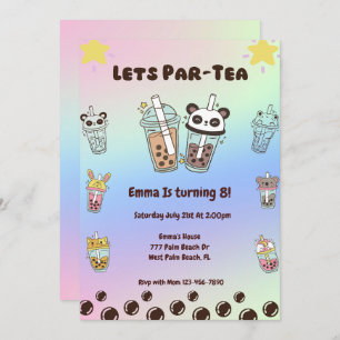 Par-Tea Bubble Tea Boba Invitation Anniversaire