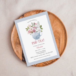 PAR-TEA Roze Baby shower Invitation Kaart