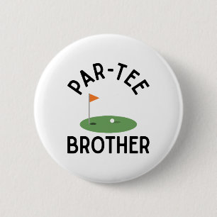 Par Tee Broer Grappige Golf Verjaardagsfeestje Fam Ronde Button 5,7 Cm
