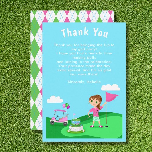 Par-Tee Chibi Carte de remerciements de golf d'ann