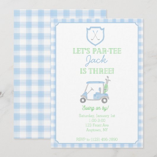 Par-Tee Golf 3e anniversaire Invitation (Devant / Derrière)