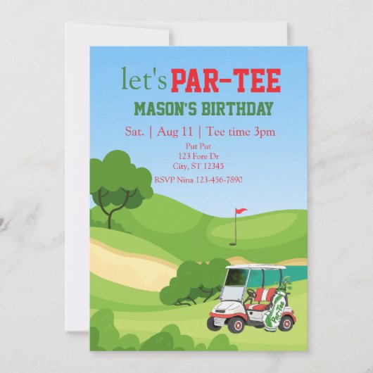 PAR-TEE, golf birthday Kaart (Voorkant)