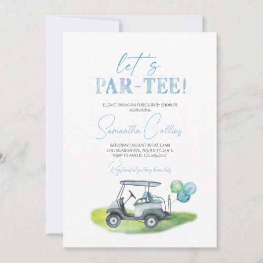 Par-tee Golf Thème Baby shower Invitation (Devant)