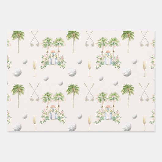 Par-Tee in Palm Springs | Golf Vrijgezellenfeestje Inpakpapier Vel (Voorkant)