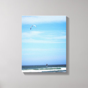 Para Surfer in de lucht boven het strand Kleur 11x Canvas Afdruk