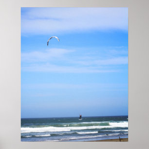 Para Surfer in de lucht boven het strand Kleur 16x Poster
