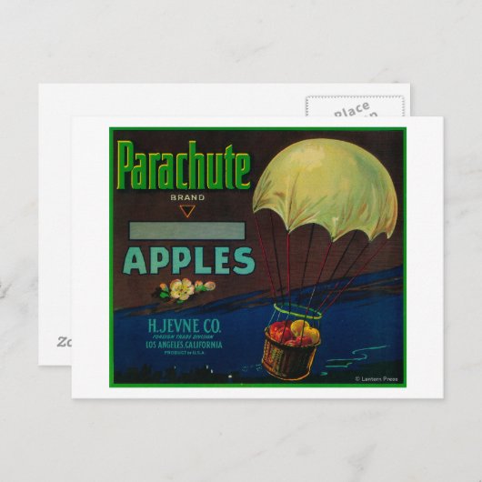 Parachute Apple-label Briefkaart (Voorkant / Achterkant)