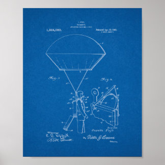 Parachute Patent - Blauwdruk Poster