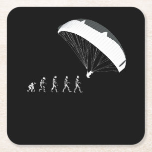 Parachutes die de evolutie aanwakkeren vierkante kartonnen onderzetter