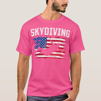 Parachutespringen Amerikaanse vlag Skydiving T-shirt