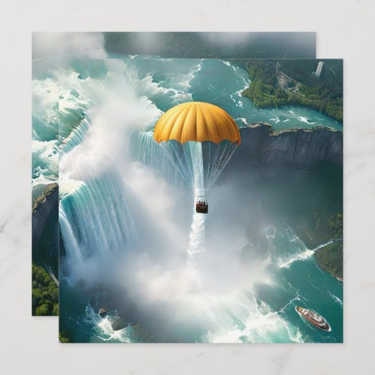 Parachutespringen over Niagara Herfsten in een man Kaart (Voorkant / Achterkant)