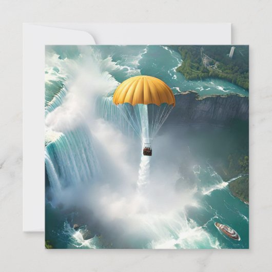 Parachutespringen over Niagara Herfsten in een man Kaart (Voorkant)