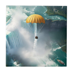 Parachutespringen over Niagara Herfsten in een man Tegeltje