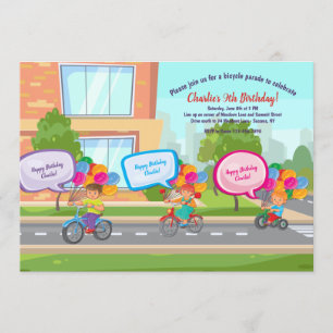 Parade à vélo Anniversaire Fête Invitation