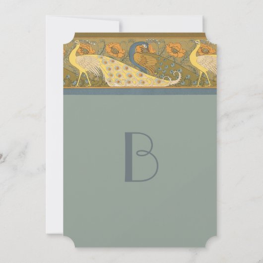 Parade Art Nouveau Peacock Bird Faire-part de mari (Dos)
